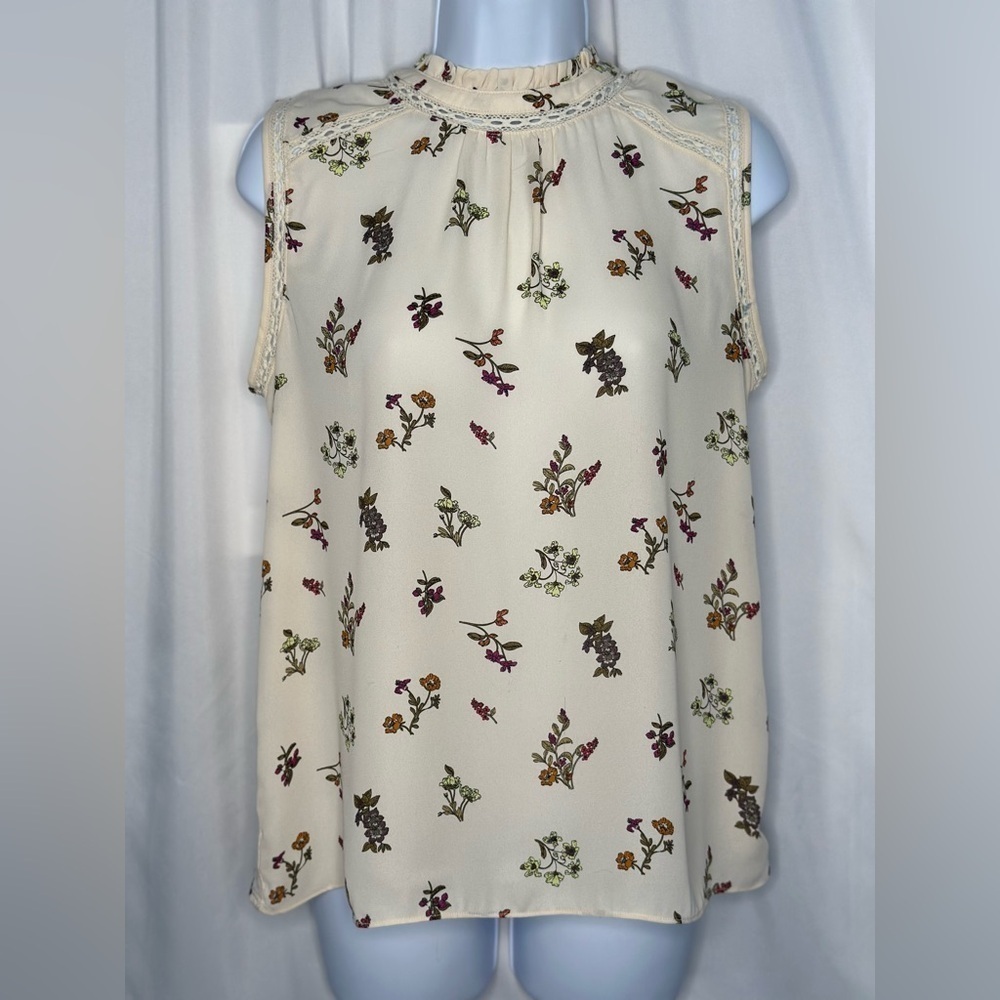 LOFT Floral Sleeveless Top - Cream (823)